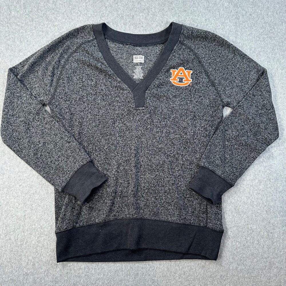 Auburn Tigers Box Seat Clothing Co V-Neck Pullover Gray Knit Size Large Top
